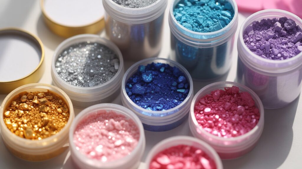 Assorted mica powder pigments for adding color and shine to UV resin
