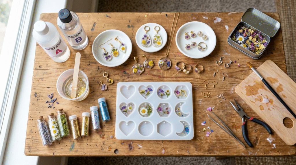 How to make resin jewelry with tools and handmade resin accessories.